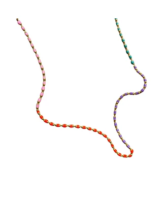 Spero London Sterling Silver Enamel Mine Beaded Colourful Rainbow Necklace
