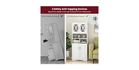 Tall Bathroom Cabinet Large Floor Storage Cabinet with Acrylic Doors and 3 Cubes