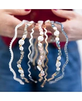 Wavy Metallic Headband Set - Gold + Silver