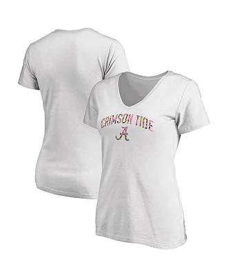 Fanatics Mto Label Women's White Alabama Crimson Tide Floral Arched V-Neck T-Shirt