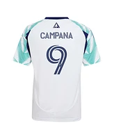 Adidas Big Boys and Girls Leonardo Campana White New England Revolution 2025 Eastern Pine x Flag of Replica Player Jersey