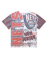 Mitchell & Ness Men's White New Jersey Nets Jumbotron 2.0 Sublimated T-Shirt