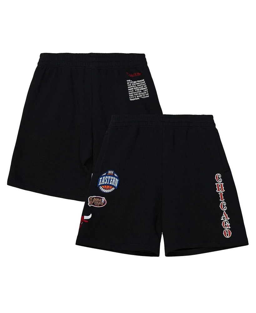 Mitchell & Ness Men's Black Chicago Bulls Team Origins Fleece Shorts