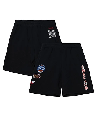Mitchell & Ness Men's Black Chicago Bulls Team Origins Fleece Shorts