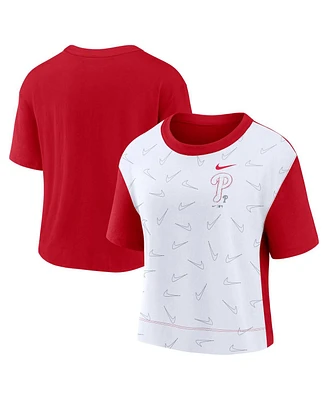 Nike Women's Red/White Philadelphia Phillies Line Up High Hip Fashion T-Shirt