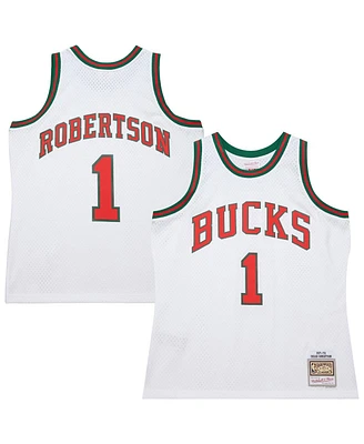 Mitchell & Ness Men's Oscar Robertson White Milwaukee Bucks 1971-72 Swingman Jersey