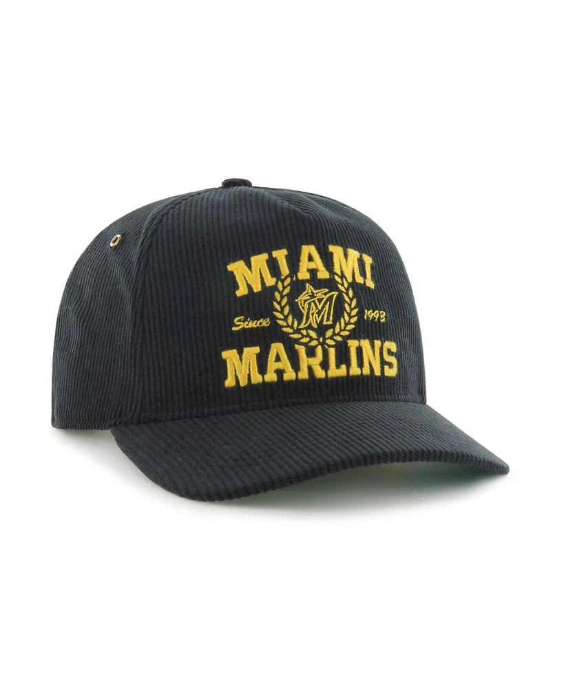 '47 Brand Men's Black Miami Marlins Laurus Corduroy Hitch Snapback Hat