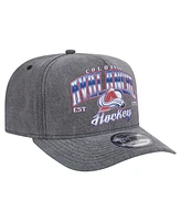 New Era Men's Charcoal Colorado Avalanche Throwback Washed A-Frame Pre-Curved 9FIFTY Snapback Hat