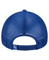 New Era Men's Royal Kansas City Royals Distressed 9FORTY A-Frame Adjustable Trucker Hat