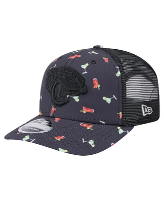 New Era Men's Navy/Black Jacksonville Jaguars Adventure Drinks Pattern 9SEVENTY Stretch-Snap Hat