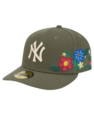 New Era Men's Olive York Yankees Tonal Florals 59FIFTY Fitted Hat