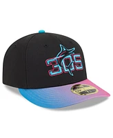 New Era Men's Black/Pink Miami Marlins 2025 City Connect Low Profile 59FIFTY Fitted Hat