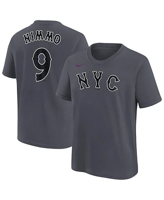 Nike Big Boys and Girls Brandon Nimmo Charcoal New York Mets Fuse City Connect Name Number T-Shirt