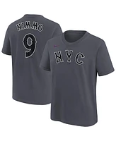 Nike Big Boys and Girls Brandon Nimmo Charcoal New York Mets Fuse City Connect Name Number T-Shirt