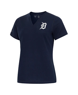 Antigua Women's Navy Detroit Tigers Notch Neck T-Shirt