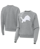 Antigua Women's Heather Gray Detroit Lions Victory Pullover Sweatshirt