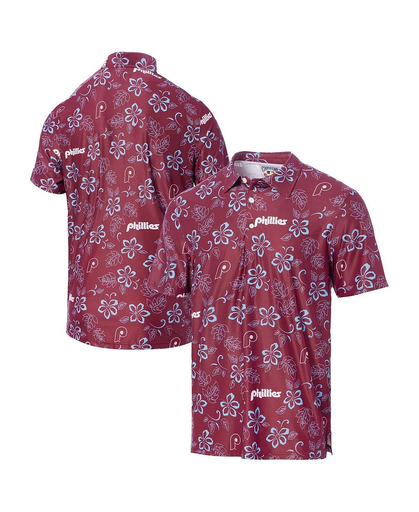 Reyn Spooner Men's Maroon Philadelphia Phillies Cooperstown Collection Performance Polo Shirt