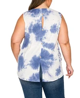 Coin 1804 Plus Tie Dye Button Back Tank Top