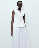 Mango Women's Belt Combined Woven Dress