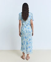 Mango Women's Short Sleeves Long Floral Dress