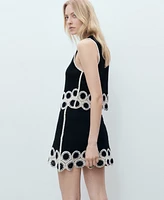 Mango Women's Circular Print Crochet Skirt