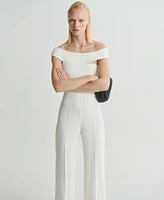 Mango Women's Asymmetric Neck Long Jumpsuit