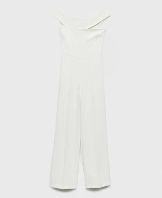 Mango Women's Asymmetric Neck Long Jumpsuit