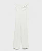 Mango Women's Asymmetric Neck Long Jumpsuit