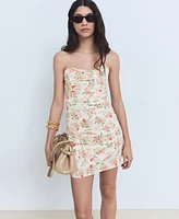 Mango Women's Strapless Floral Dress