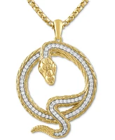 Men's Diamond Coiled Snake 22" Pendant Necklace (1/2 ct. t.w.) in Gold-Plated Sterling Silver