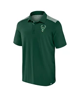 Fanatics Men's Hunter Green Milwaukee Bucks Iconic Brushed Blocked Polo Shirt