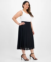 Kasper Plus Pleated-Front Midi Skirt