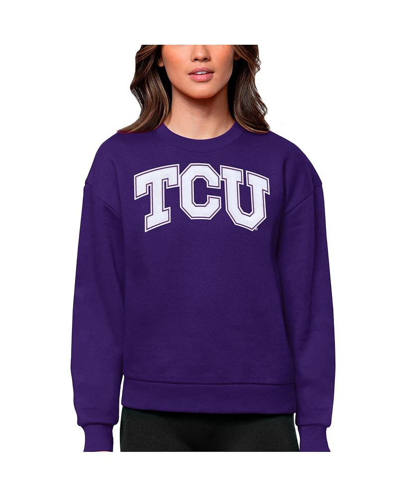 Antigua Women's Purple Tcu Horned Frogs Victory Crewneck Pullover Sweatshirt