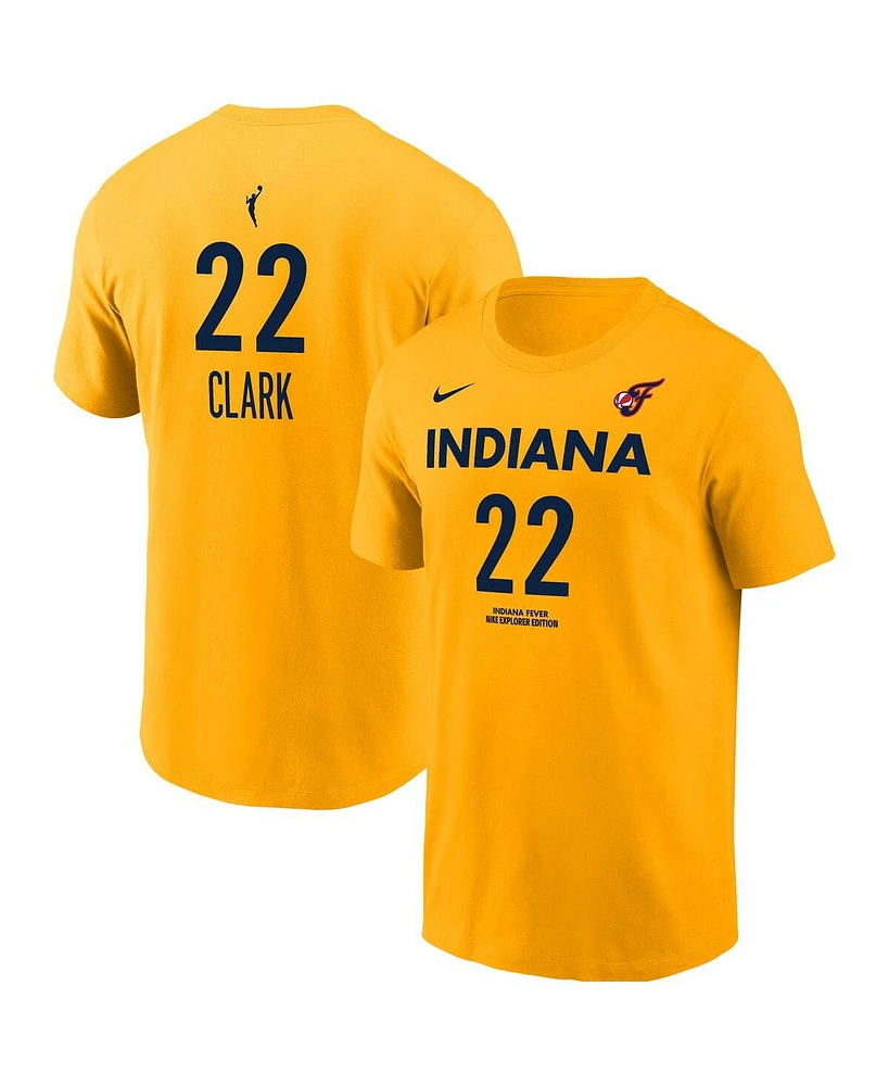 Nike Men's and Women's Caitlin Clark Gold Indiana Fever Name Number T-Shirt
