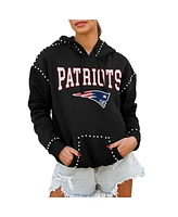 Gameday Couture Women's Black New England Patriots Catch the Vibe Studded Pullover Hoodie