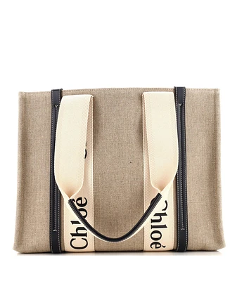 Pre-Owned Chloe Medium Woody Tote Canvas with Leather