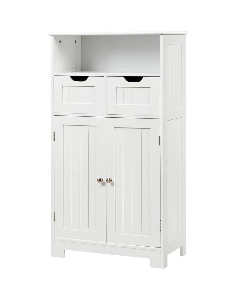 Bathroom Wooden Side Cabinet with 2 Drawers and 2 Doors