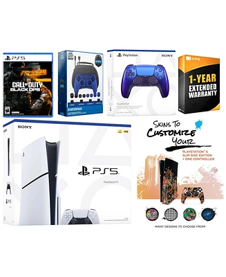 Sony Playstation 5 Slim Disc with Call of Duty Black Ops 6, Extra Volcanic Red Controller, Gamer Starter Pack and MightySkins Voucher + 1 Year Cps Ext