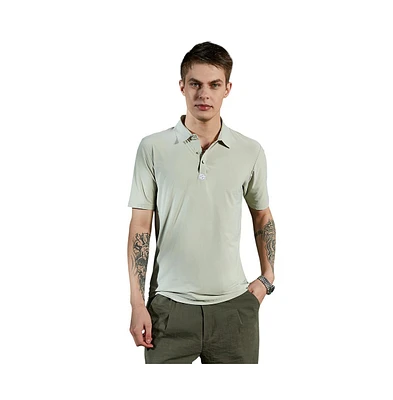 Campus Sutra Men's Sage Green Seamless Solid Polo T-Shirt