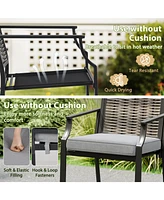 Patio Bar Stools Set of 2 Counter Height Rattan Bar Chairs with Armrest-Grey