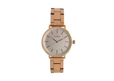 Peugeot Women Rose Gold Watch 30mm Sleek Stainless Steel Bracelet
