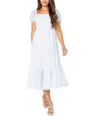 Celebrity Pink Juniors' Smocked Puff-Sleeve Midi Dress