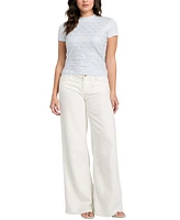 Guess Women's Rhinestone-Logo Mock-Neck Short-Sleeve Top