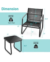 Gymax 3PCS Patio Bistro Set Conversation Furniture Set w/ Fast-Drying Fabric