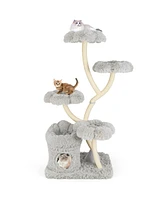 Freestanding Cat Tower with four Flower-shaped Platforms and Sisal Scratching Posts