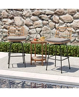 Gymax Patio 360° Swivel Bar Stools Set of 2 w/Backrests & Footrests Soft Seat Cushions