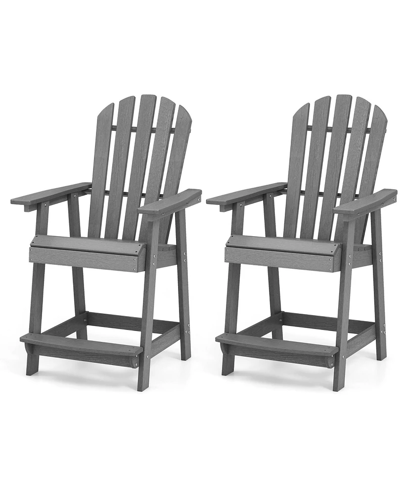 Gymax 2PCS Bar Stool Hdpe Chair w/ Armrest Footrest Home Indoor Outdoor Patio