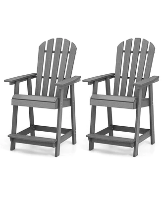 Gymax 2PCS Bar Stool Hdpe Chair w/ Armrest Footrest Home Indoor Outdoor Patio