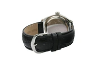 Peugeot Women's Black Watch 40mm Bold Crystal Bezel Leather Strap