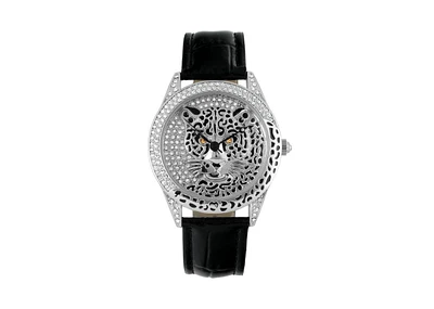Peugeot Women's Couture Silver Watch Leopard Dial Swarovski Crystal